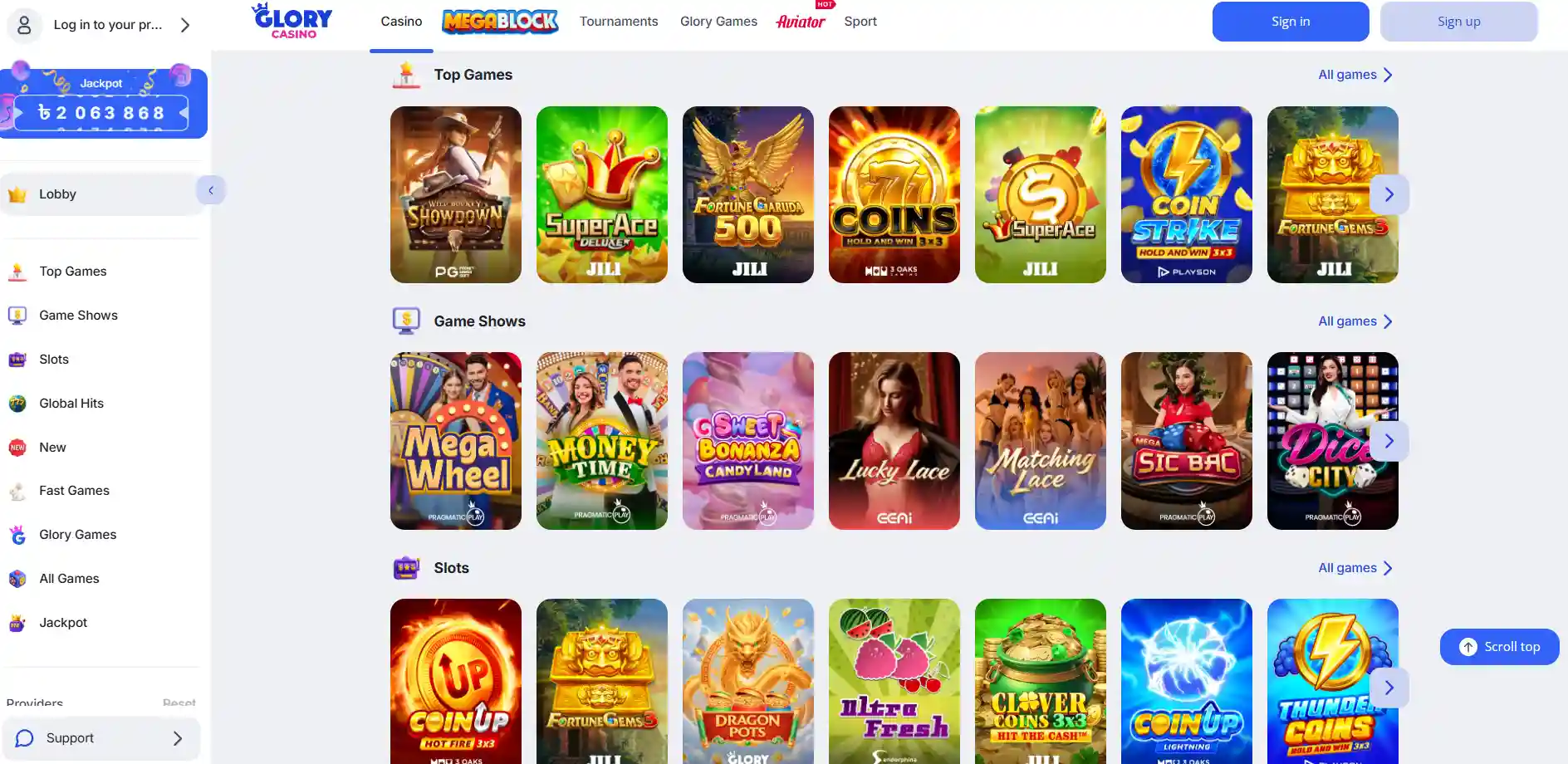 Glory Casino games, BDT payments, bonuses and mobile access Glory Casino official website